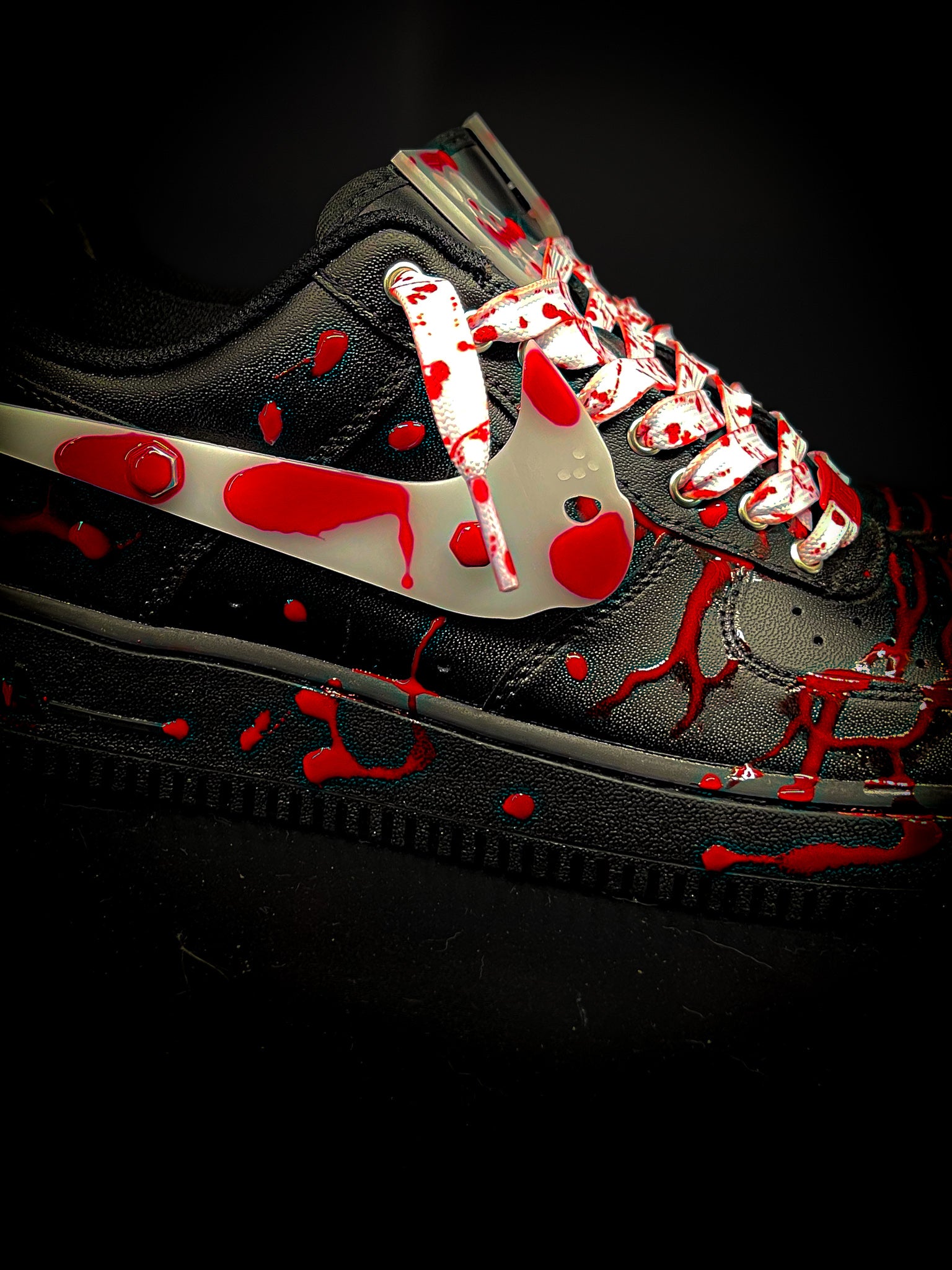 Black Nike Air Forces Drippy Custom Shoes - MAD ALICE