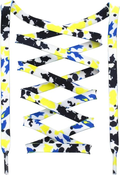 Black Blue Yellow White - Splatter Laces