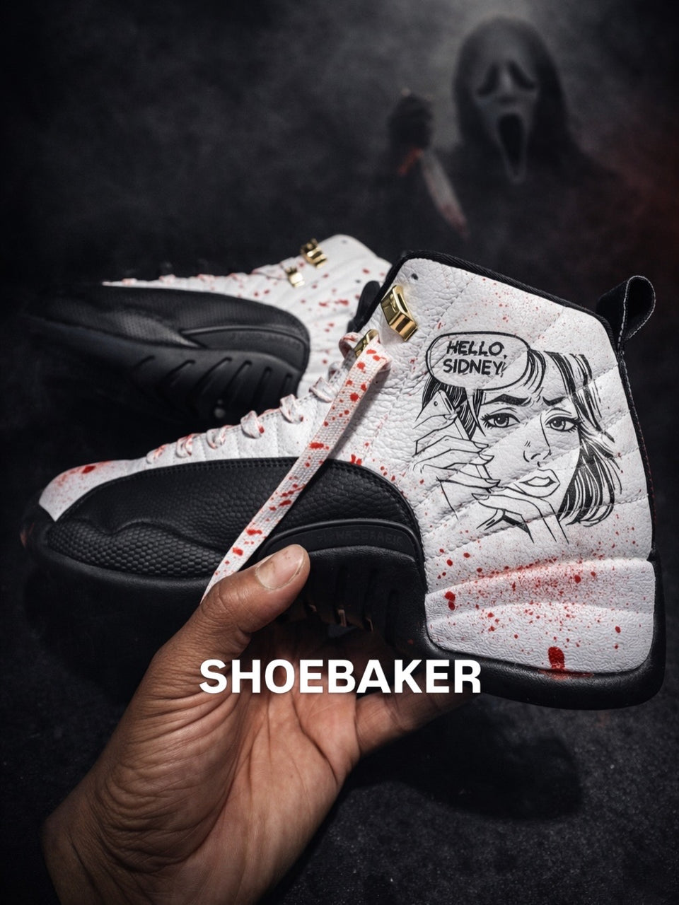 Custom ShoebakerGhostface Jordan 12 Taxi