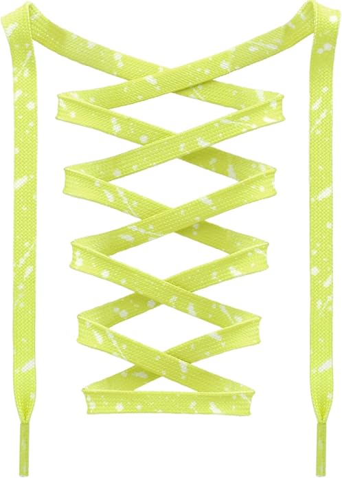 Neon Yellow White - Splatter Laces