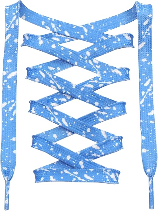Sky Blue White - Splatter Laces