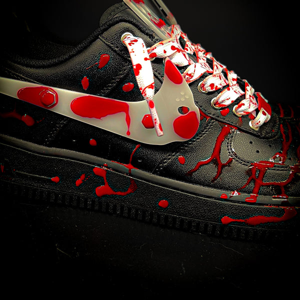 Custom Nike Air Force 1 Shoes red drip