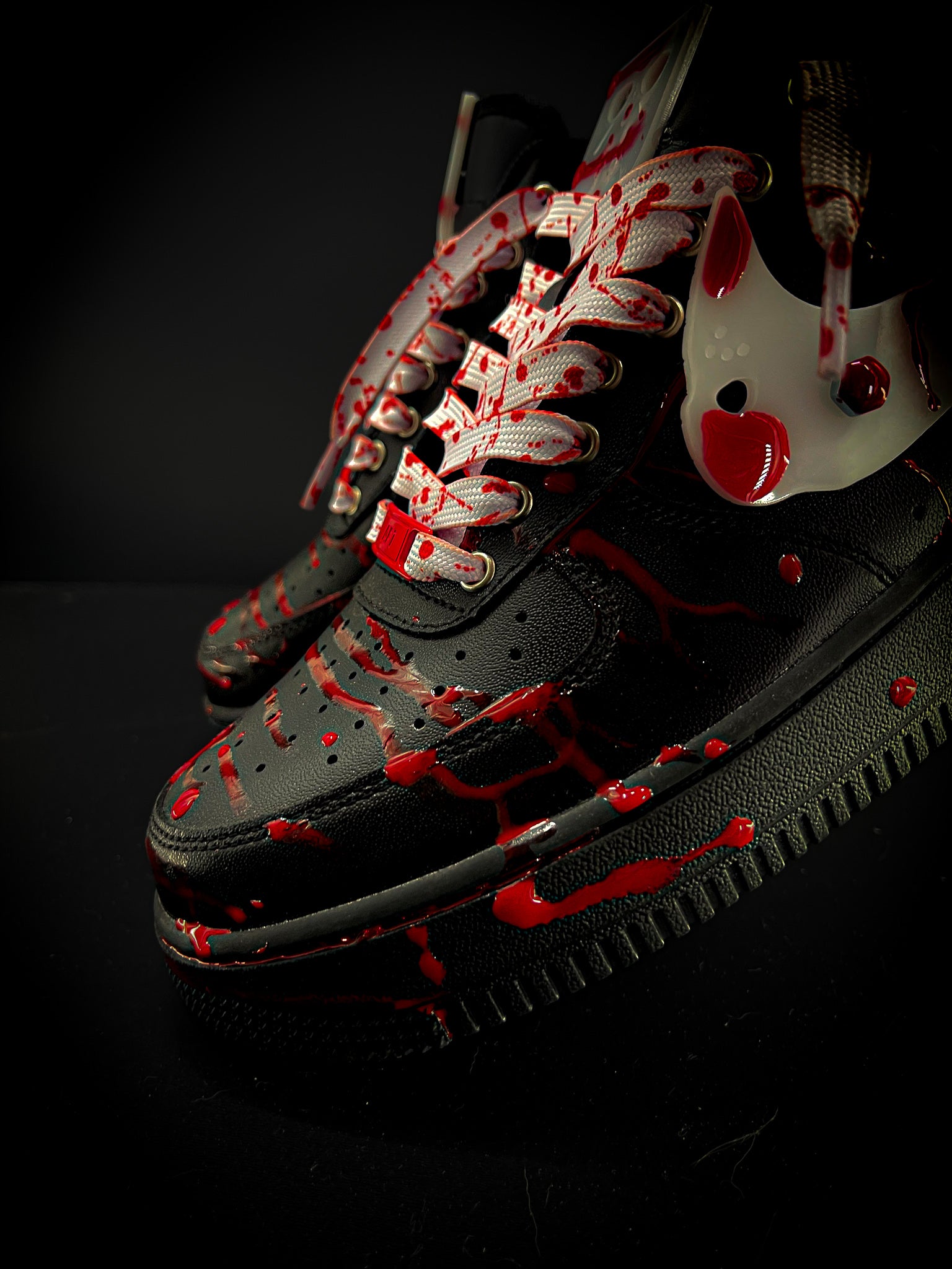 Drip Red And Black Custom Air Forces Red And Black Drip Air Force